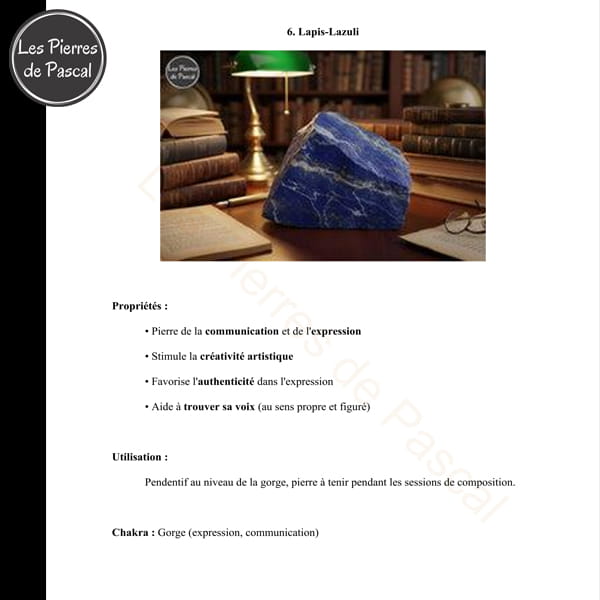 Page lapis-lazuli Livre en PDF Pierres Naturelles pour Musiciens et Chanteurs : "Un Guide Pratique de 70 Pages"