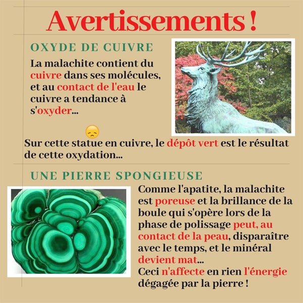 Avertissement oxyde de cuivre de la malachite