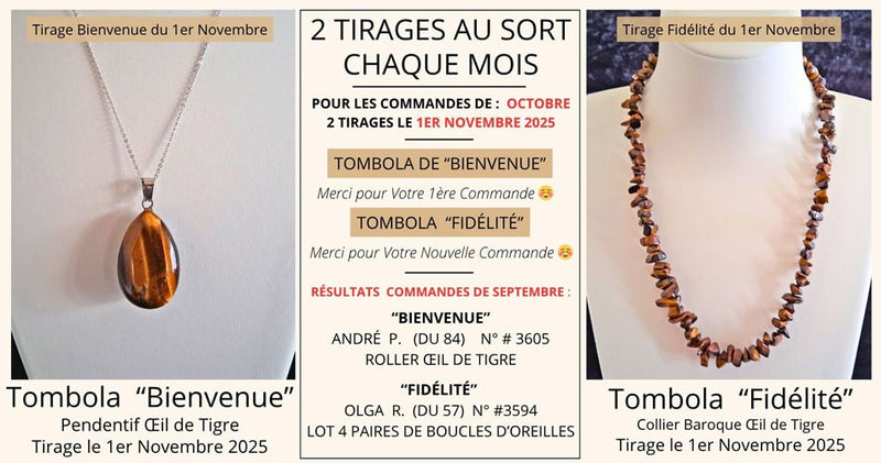 Résultats tirages au sort commandes du mois de septembre