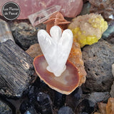 Sculpture d'Ange en Cristal de Roche du Brésil de Grade A de 4,5 cm de Haut de dos