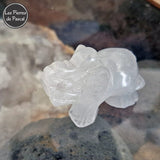Sculpture d'Éléphant en Cristal de Roche du Brésil de Grade A de 4 cm de Long de profil