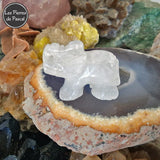Sculpture d'Éléphant en Cristal de Roche du Brésil de Grade A de 4 cm de Long de côté