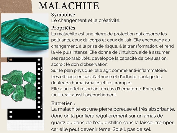 Vertus et propriétés de la malachite