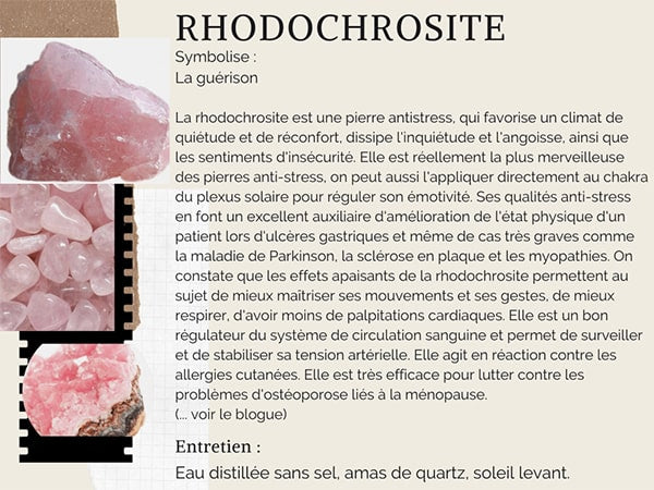 Vertus et propriétés de la rhodochrosite