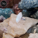 Bague Ajustable avec une Pierre de Lune Arc en Ciel de Forme Ovale en Argent Sterling 925