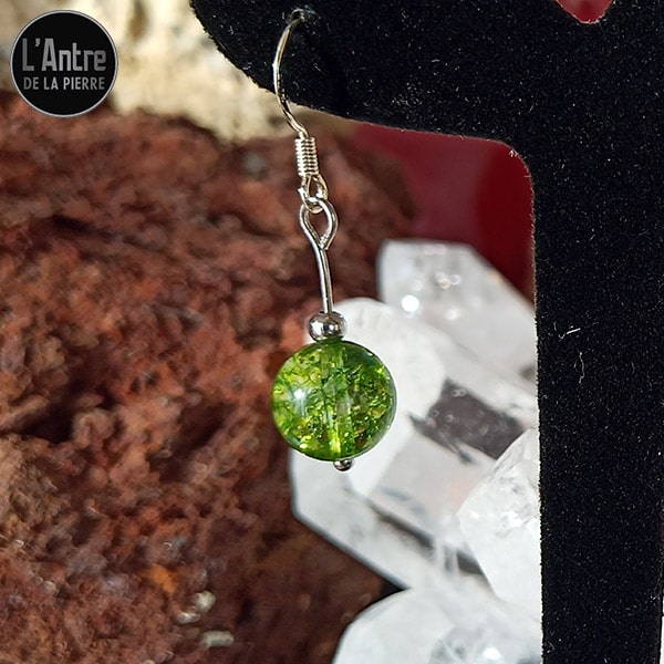 Boucles D'oreilles 2 Perles Apatite + bois 8 mm en acier inoxydable. Fabriqué e