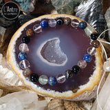 Bracelet Cristal de Roche, Fluorine, Lapis-Lazuli et Onyx Boules de 8 mm