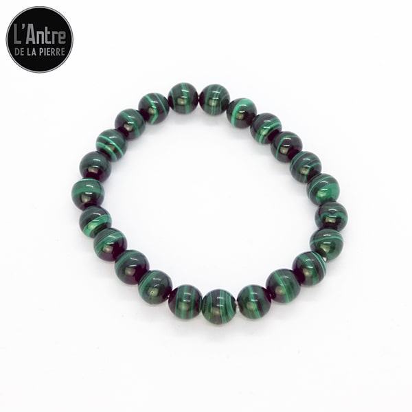 Bracelet Malachite du Congo de 8 mm et de Qualité AA