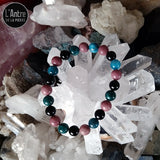 Commande Maryse T. - Bracelets Apatite Bleue, Rhodochrosite Rose et Obsidienne Noire Boules de 8 mm et Howlite Blanche avec Jaspe Gris de 8 mm