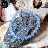 Bracelet Agate Dentelle, "Blue Lace" ou encore Calcédoine de Namibie de Qualité AA Boules de 8 mm
