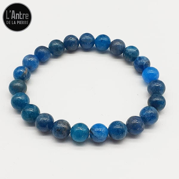 Bracelet Apatite Bleue du Sri Lanka de 8 mm et de Qualité AAA