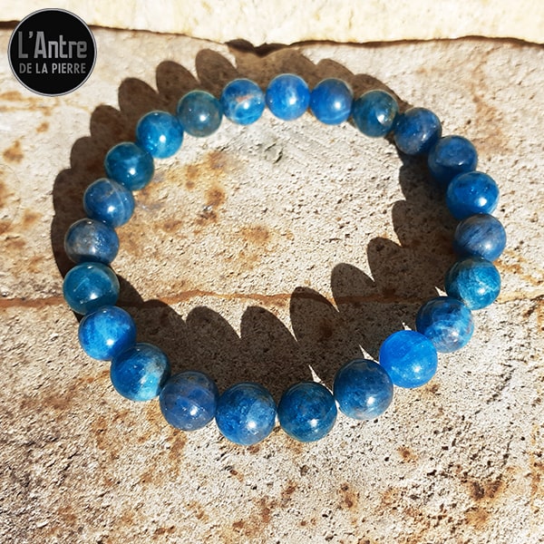 Bracelet calme en pierre apatite bleue - Bijoux Créative Perles