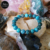 Bracelet Apatite Bleue du Brésil Boules de 10 mm et de Qualité A+