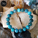 Bracelet Apatite Bleue du Brésil Boules de 10 mm et de Qualité A+