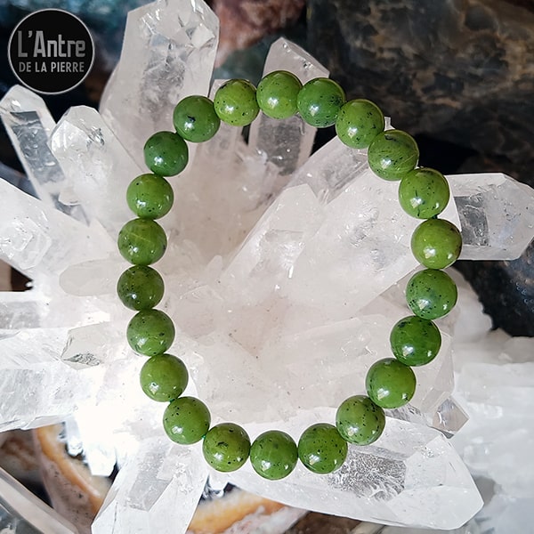 Bracelet Jade Néphrite Verts du Canada de Qualité A Boules de 8 mm