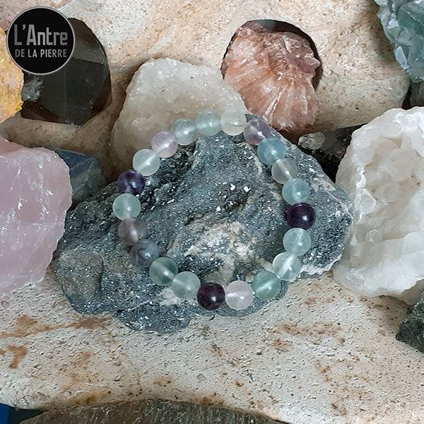 Mon Bracelet "Recentrage et Apprentissages" en Fluorine ou Fluorite Multicolore de 8 mm