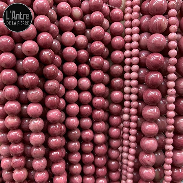 Bracelet Rhodochrosite Rose d'Argentine de Qualité AA Boules de 8 mm