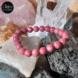 Bracelet Rhodochrosite Rose d'Argentine de Qualité AA Boules de 8 mm
