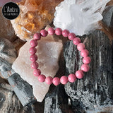 Bracelet Rhodochrosite Rose d'Argentine de Qualité AA Boules de 8 mm