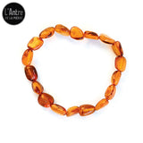 Bracelet Adulte Pierres Roulées d'Ambre Cognac de la Baltique sur Élastique