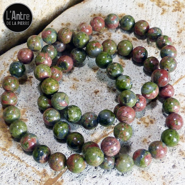 Bracelet Unakite d'Afrique du Sud de 8 mm