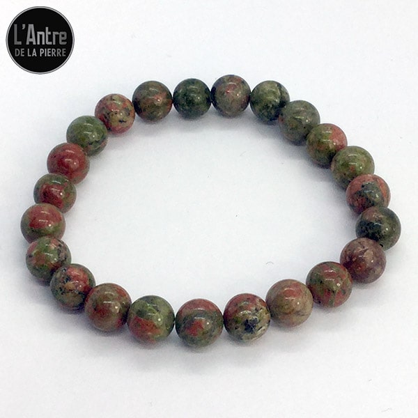 Bracelet Unakite d'Afrique du Sud de 8 mm