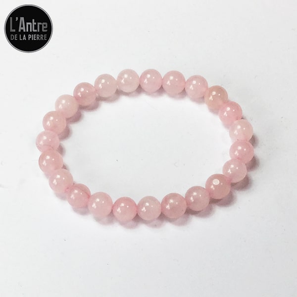 Bracelet "Joie et Sérénité" en Quartz Rose Véritable de 8 mm Originaire d'Afrique du Sud et de Qualité A