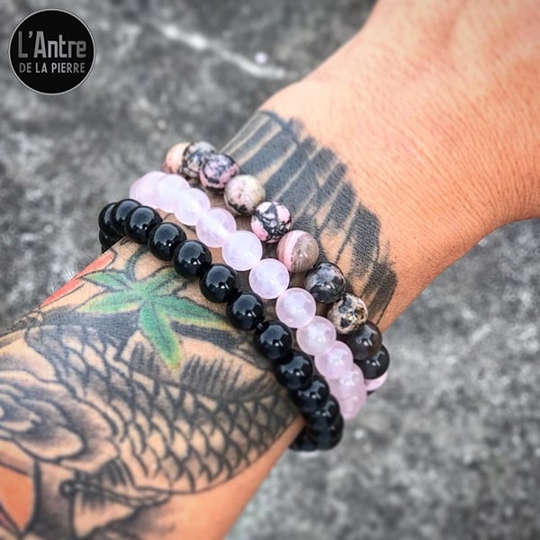 Bracelet "Joie et Sérénité" en Quartz Rose Véritable de 8 mm Originaire d'Afrique du Sud et de Qualité A