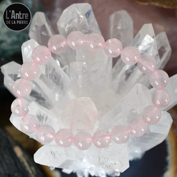 Bracelet en Quartz Rose du Brésil Boules de 10 mm