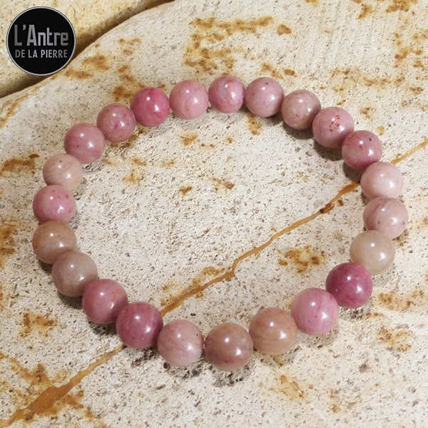 Bracelet "Équilibres Émotionnel et Mental" en Rhodonite d'Australie avec des Pierres de 8 mm