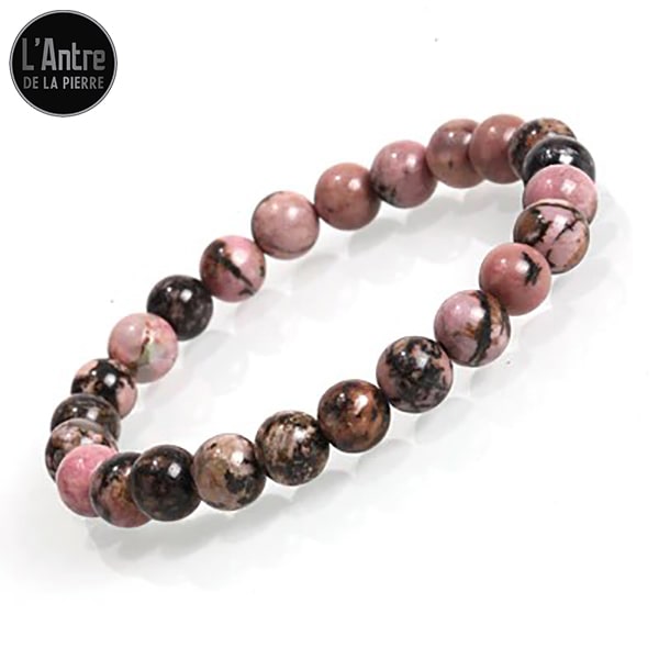 Mon Bracelet en Rhodonite de Madagascar avec des Pierres de 8 mm