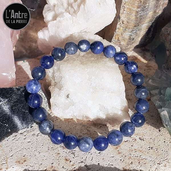 Bracelet Sodalite de 8 mm de Qualité A Extraite des Sols Brésiliens