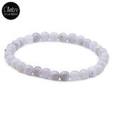 Bracelet Agate Bleue Dentelle ou Calcédoine de 6 mm