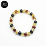 Bracelet Adulte Ambre Multicolore de la Baltique sur Élastique