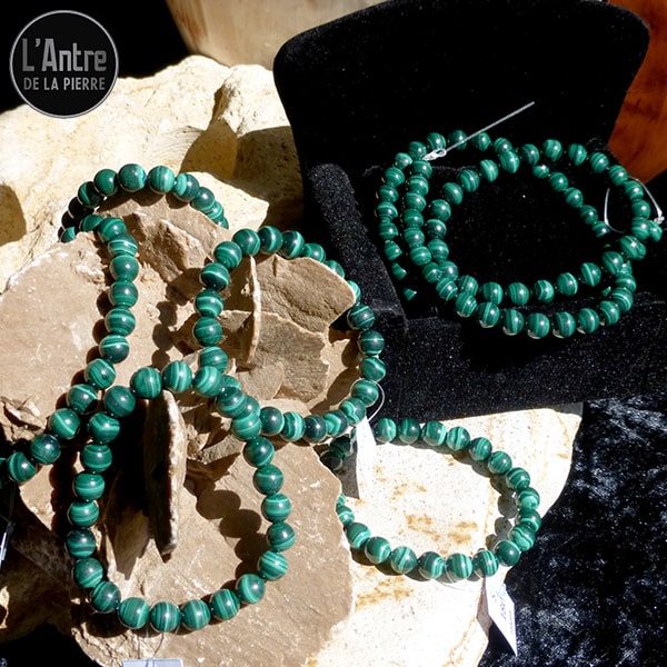 Bracelet Malachite du Congo de 8 mm et de Qualité AA