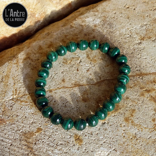 Bracelet Malachite du Congo de 8 mm et de Qualité AA