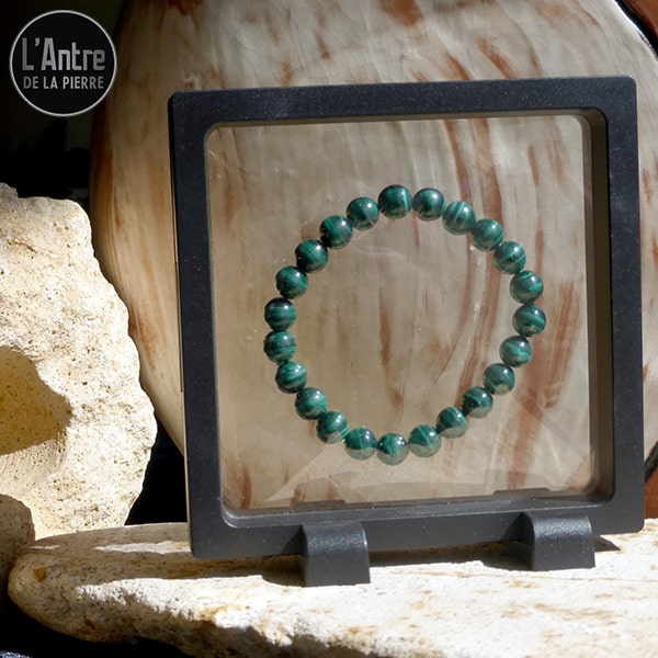 Bracelet Malachite du Congo de 8 mm et de Qualité AA