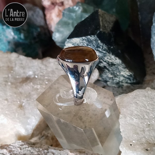 Chevalière En Argent 925 – Oeil De Tigre – Homme/Femme – 15 G – Taille Variable