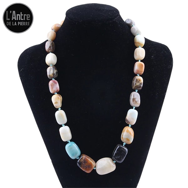 Collier en Pierre Amazonite Multicolore Cubique avec des Tailles Dégradées