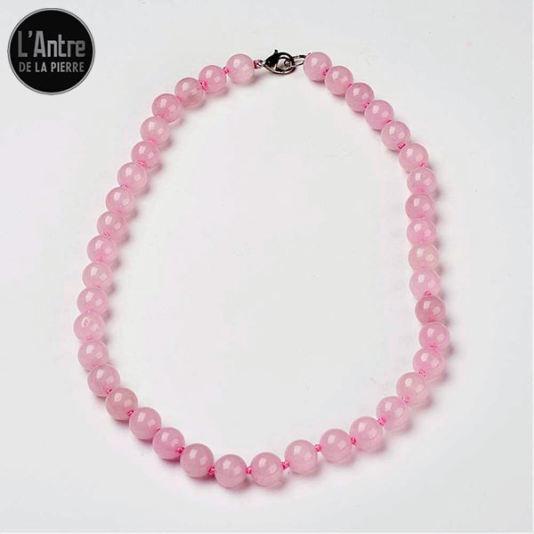 Collier en Quartz Rose du Brésil Boules de 8 mm