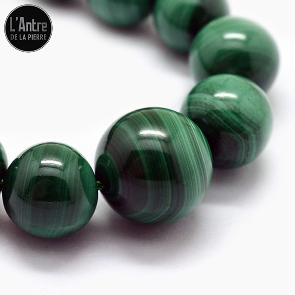 Collier en Malachite "Light" (Claire) du Congo de Qualité AA, Boules Dégradées de 5 à 12 mm