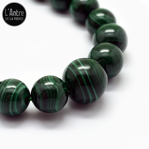 Collier en Malachite du Congo de Qualité AA, Boules Dégradées de 5 à 12 mm