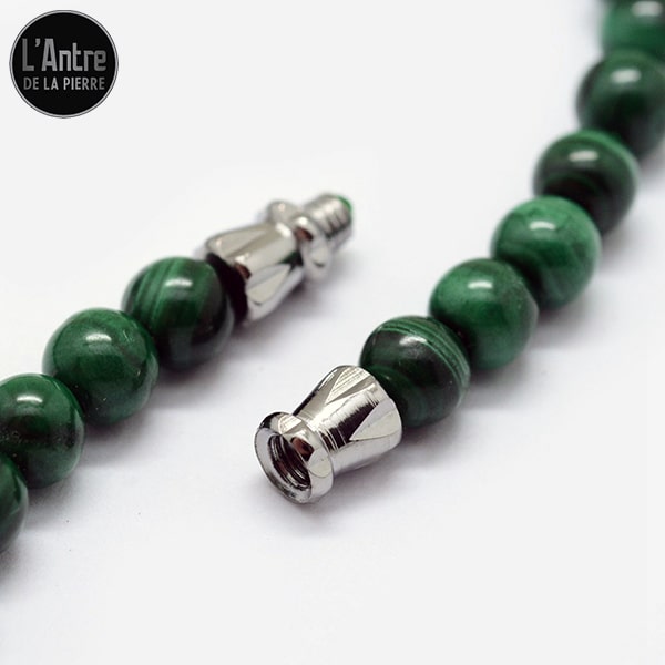 Collier en Malachite du Congo de Qualité AA, Boules Dégradées de 5 à 12 mm