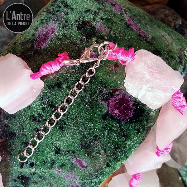 Collier en Pierre Brute Quartz Rose du Brésil de Grade A+ de 46 cm