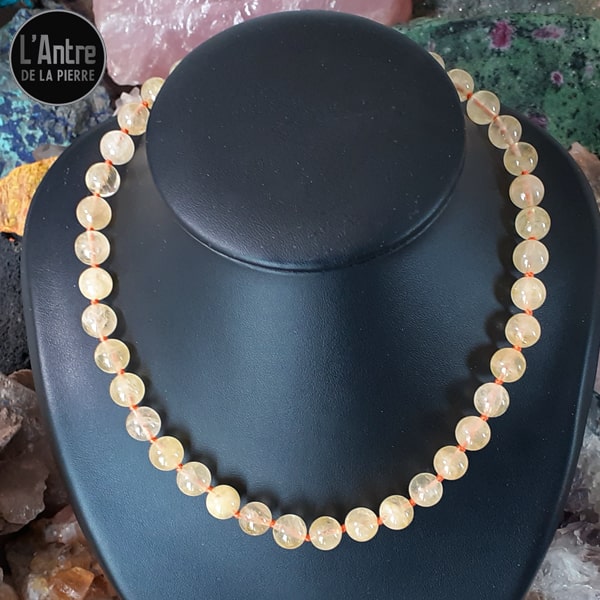 Collier en Citrine d'Uruguay de Qualité A+ Boules de 10 mm de 45 cm