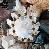 4 Bracelets Citrine, Pyrite, Agate de Botswana, Pyrite de Fer et Obsidienne Noire Boules de 8 mm