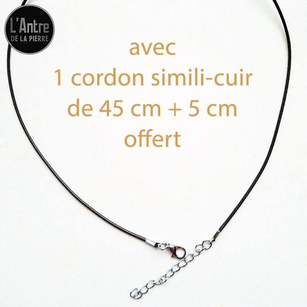 Pendentifs Pierres Naturelles en Forme de Larme de 25 mm avec un Cordon Simili-Cuir Noir Offert