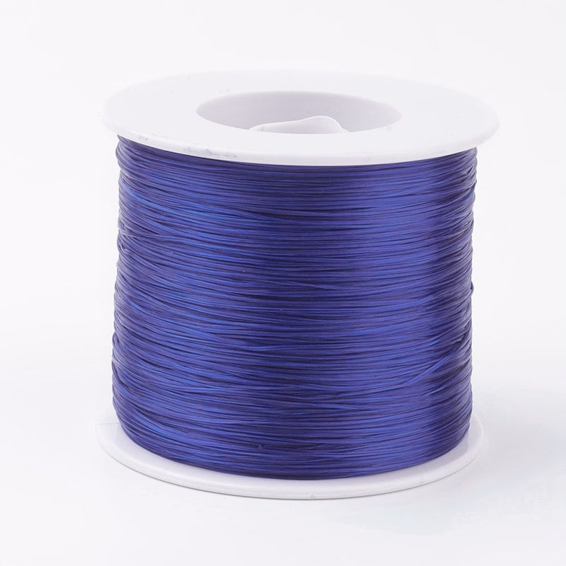 Bobine de Fil Élastique Tissu Bleu Foncé de 0,5 mm pour la Fabrication de Bracelets et Colliers de 10 m
