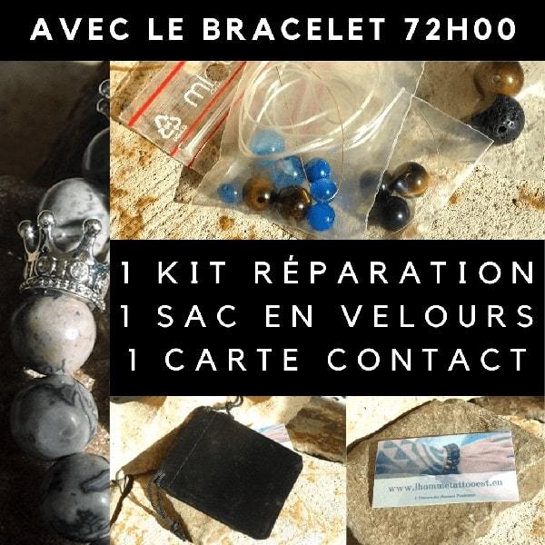 Commande Anne F. de Roubaix - Bracelet en Obsidienne Noire et Cristal de Roche Boules de 8 mm et une Boule en Acier 304