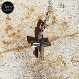 Pendentif Croix en Ambre Dégradé de la Baltique sur Argent 925 et Chaîne Argent 925